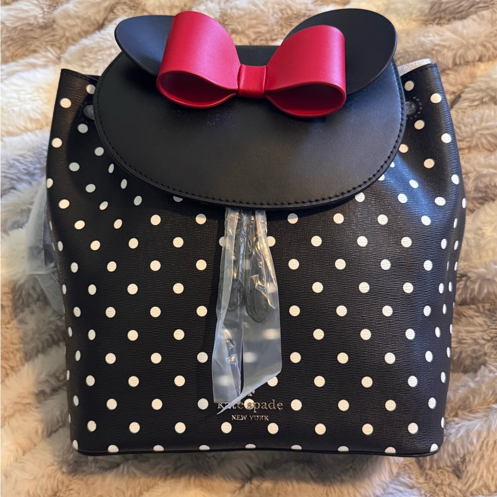 Disney x Kate Spade Polka Dot Minnie backpack with Red Bow